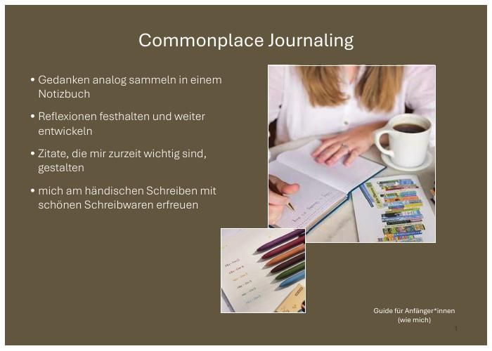 Titelseite des Commonplace-Journaling-Guides